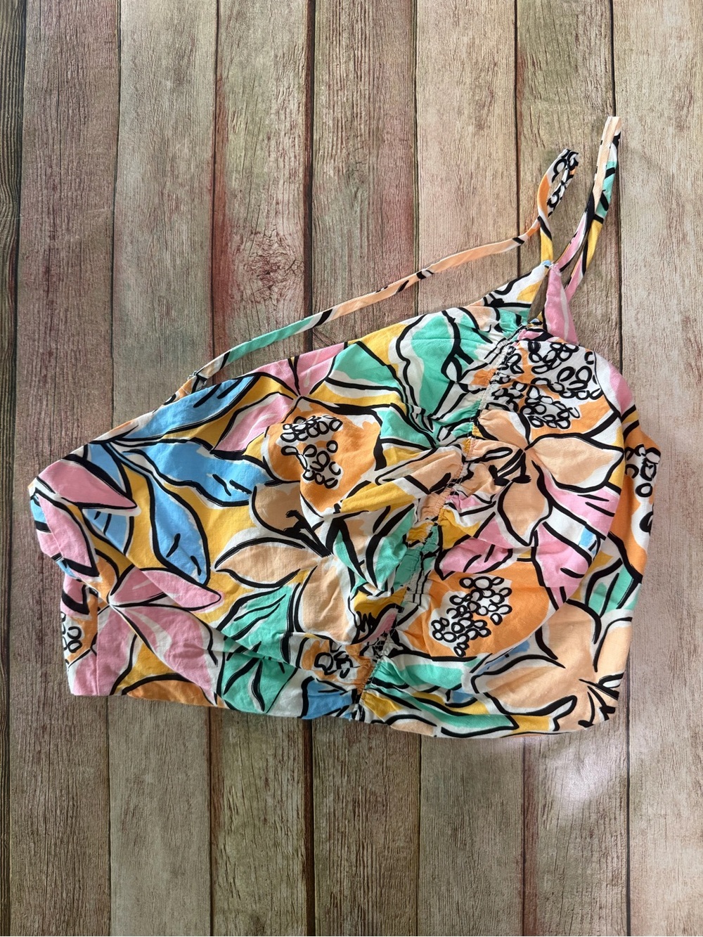 Adalee One-Shoulder Ruched Crop Top